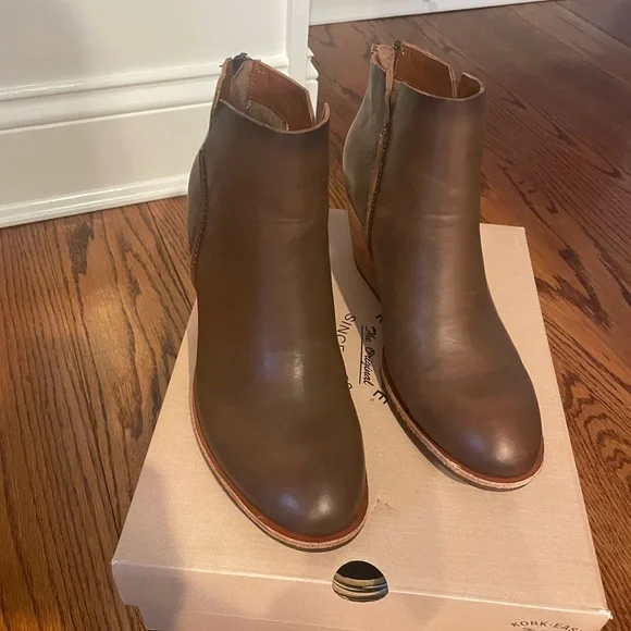 Kork-Ease Brown Ankle Booties with Wedge Heel - Picture 2 of 6